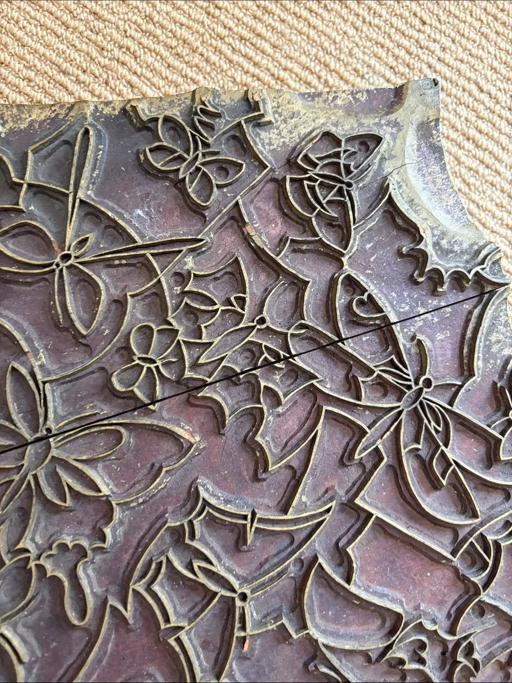 LARGE BLOCK STAMP- OLD made in France 🇫🇷 textiles - Picture 13 of 16